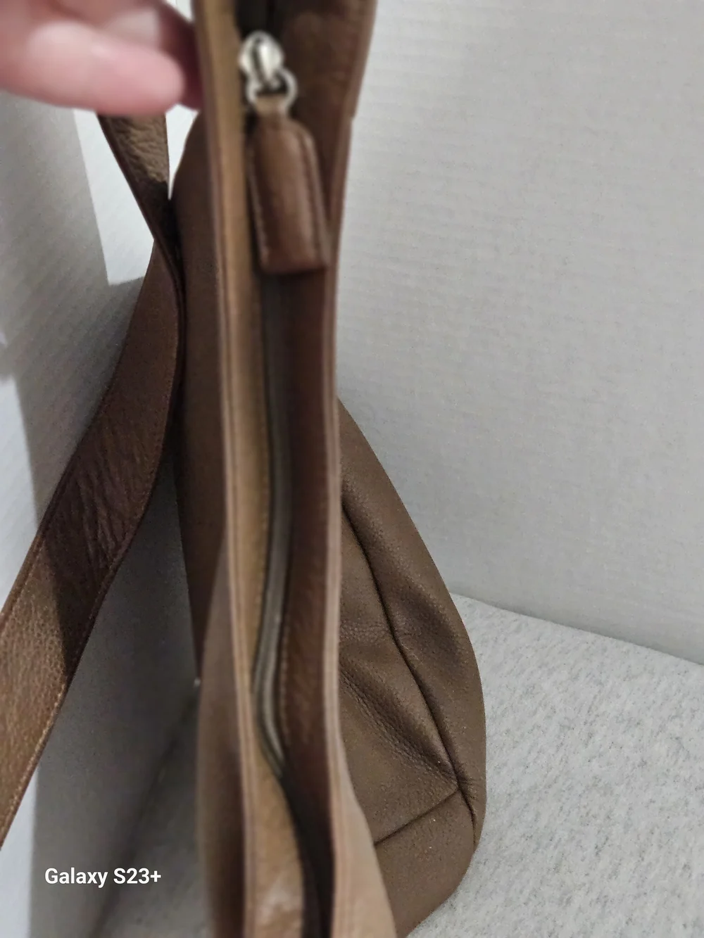 The Sak Brown Pebbled Leather Messenger Bag